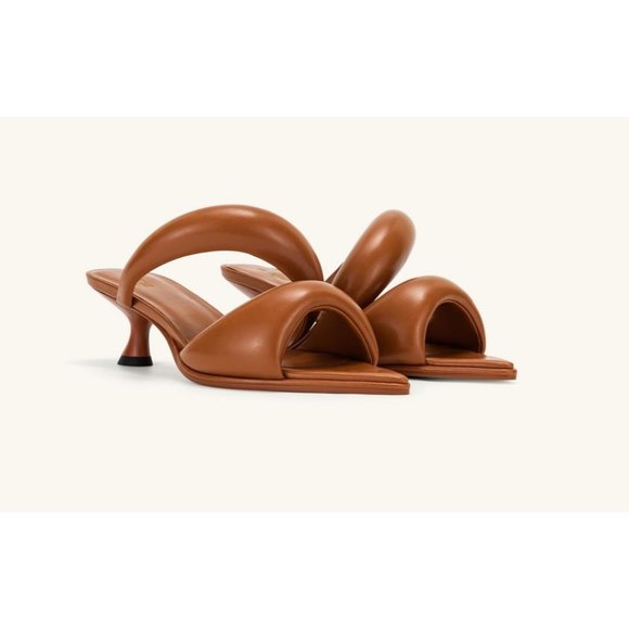 NEW JW PEI Sara Kitten Heel Mule - Caramel Brown Vegan Leather - Size 38 8 - Picture 1 of 14